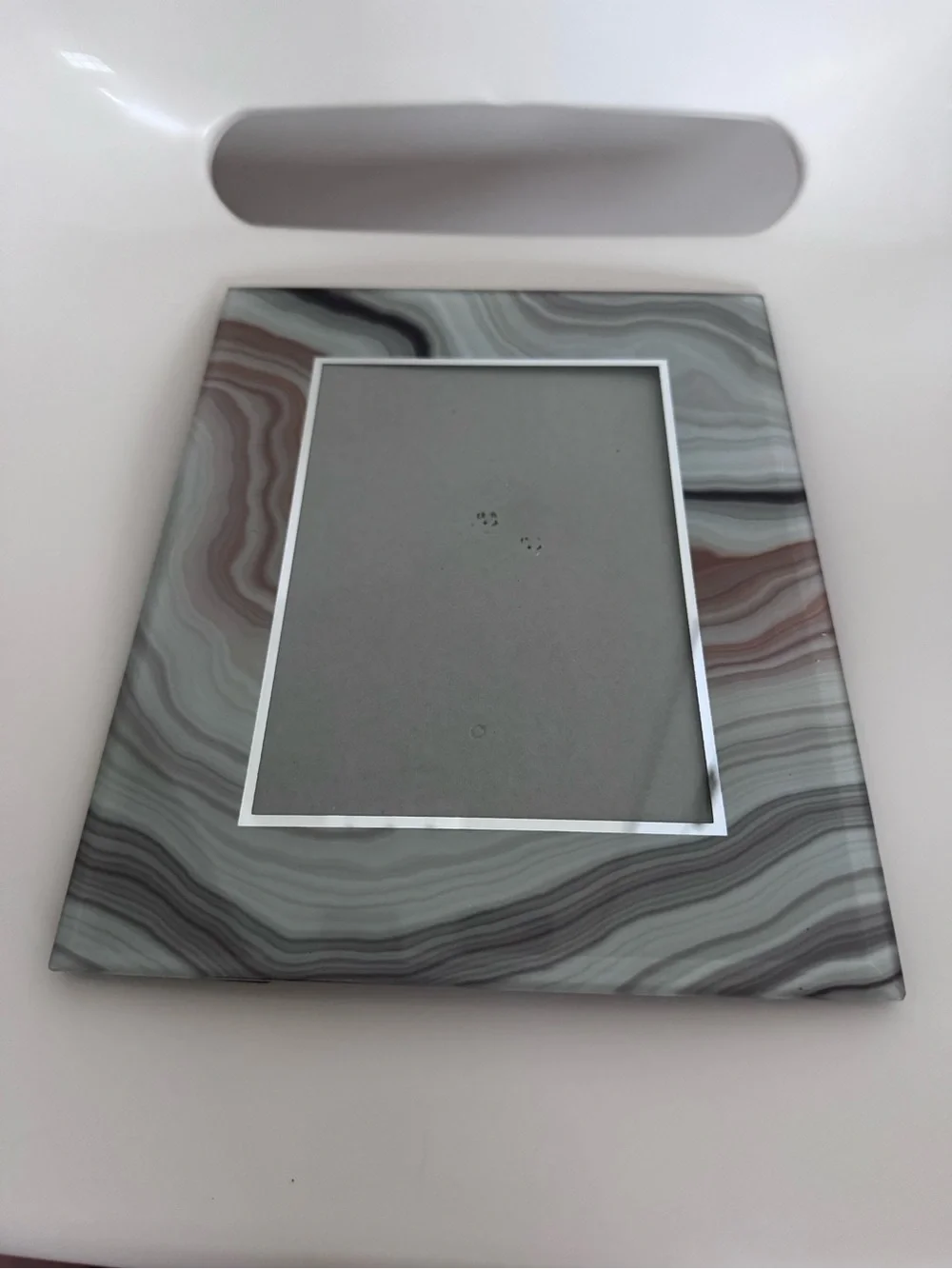 Modern Faux Agate Glass 4x6 Picture Frame Gray Marble Geode Decor Contemporary
